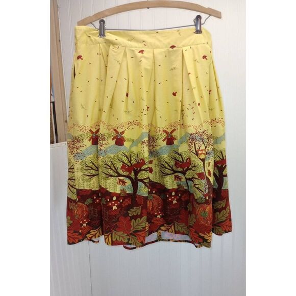 Yellow autumn, owl circle skirt , rockabilly. Size XL - Picture 1 of 5